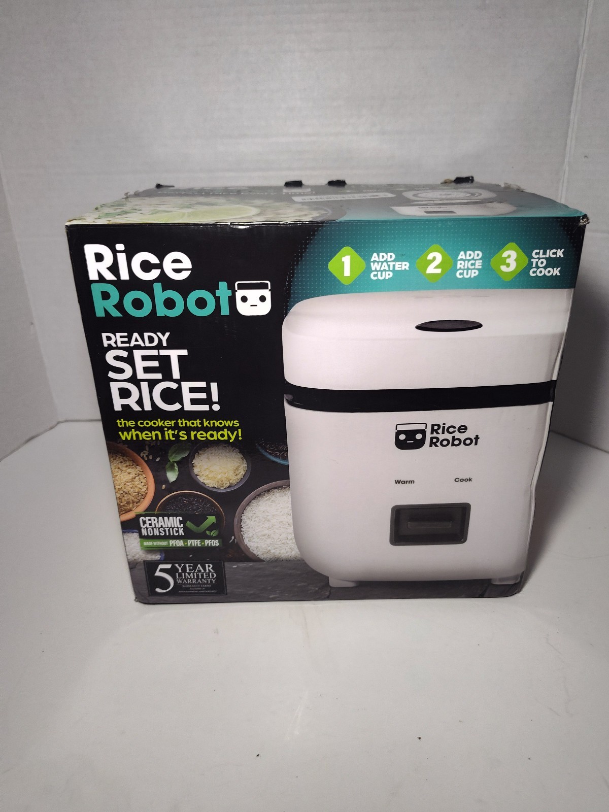 Rice Robot 4.5 Cup Rice Cooker Ceramic Nonstick Inner Pot Keep Warm Sett... - $29.69