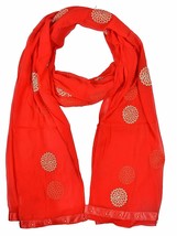 Women&#39;s  Girl Ethnic Dress Embroidered Chiffon Dupatta With Fancy Lace Red - $17.46