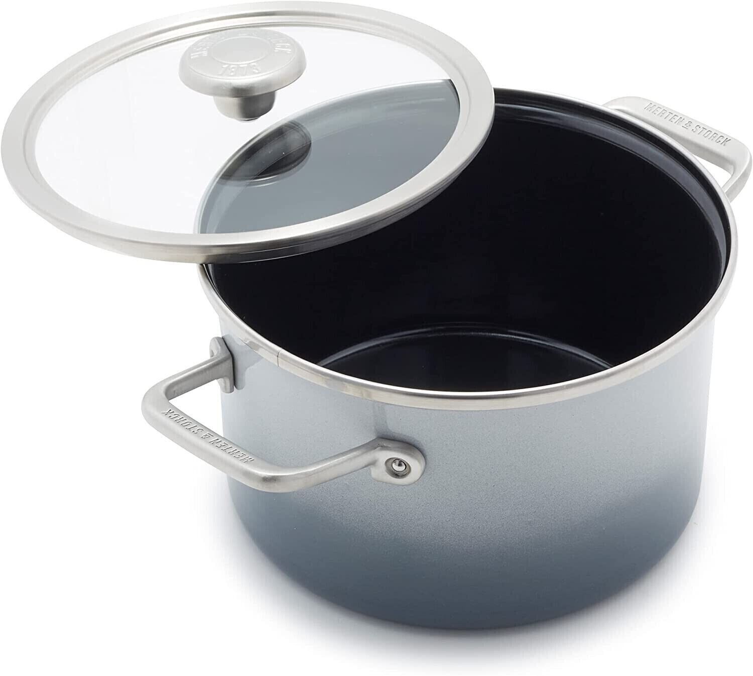 Primary image for 6.3QT Merten & Storck European Crafted Steel Core Enameled Stock Pot w/ Lid Grey