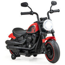 Kids Electric Motorcycle with Training Wheels and LED Headlights-Red - Color: Re - $145.99
