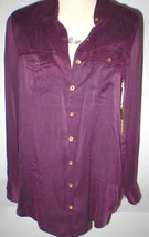 New Womens Designer True Religion 100% Silk Long Blouse Tunic XS Purple NWT Top - $167.31