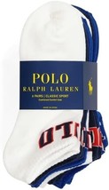 Polo Ralph Lauren Classic Sport Ankle Sock 6-Pack Pair White Royal Navy ... - $29.69