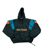 Vintage 1990&#39;s Starter Miami Dolphins NFL Puffer Hooded Jacket Black Men... - €107,03 EUR