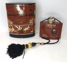 Vintage YSL Opium *EMPTY* Perfume 1/4 oz Bottle w Cord &amp; Tassel - £23.98 GBP