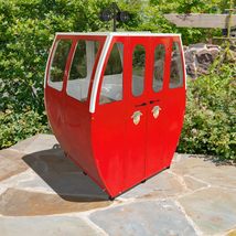 7.75ft. Tall Glossy Red Iron Ski Gondola Decorative Display &amp; Seating Area - £3,862.24 GBP