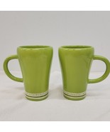 2 CAFFCO M. BAGWELL COLORS GREEN MUG 5&quot; D-handle Hand Painted Stripes Ch... - $24.18