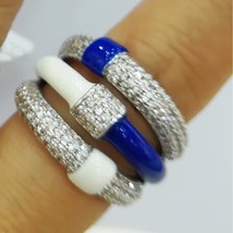 NEW Trendy 3 bands mix Big Bold Statement Ring for Women Cubic Zircon Finger Rin - £22.97 GBP