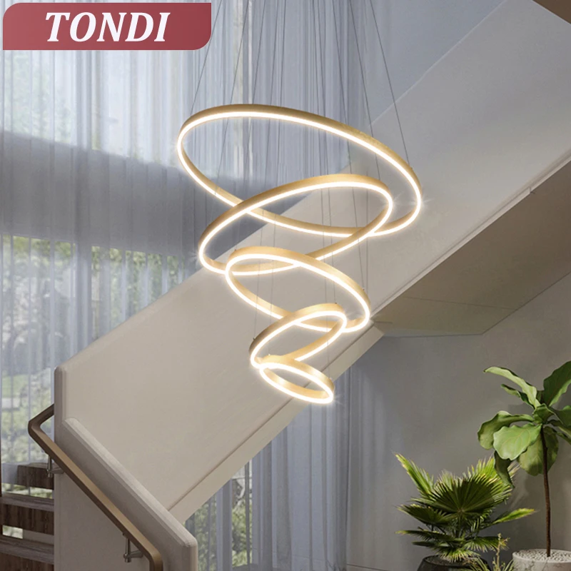 Modern Chandelier Led Ring Circular Ceiling Pendant Light Black Loft Living - $109.96+