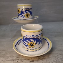 Romana Sambuca Espresso Cups Hand Painted Flowers &amp; Saucers Set of 2 Vintage NEW - £9.87 GBP