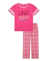 MAX and OLIVIA Big Girls Plaid Long Leg Pajama, 2 Piece Set, Size Medium 7-8 - £18.32 GBP