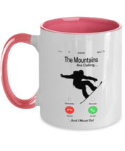 Snowboarding Mugs The Mountains Are Calling Pink-2T-Mug  - £14.31 GBP