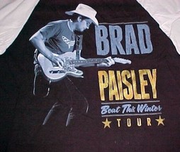 BRAD PAISLEY Beat This Winter Tour 2014 Women Black Baseball 3/4 Sleeve Shirt  - £19.94 GBP