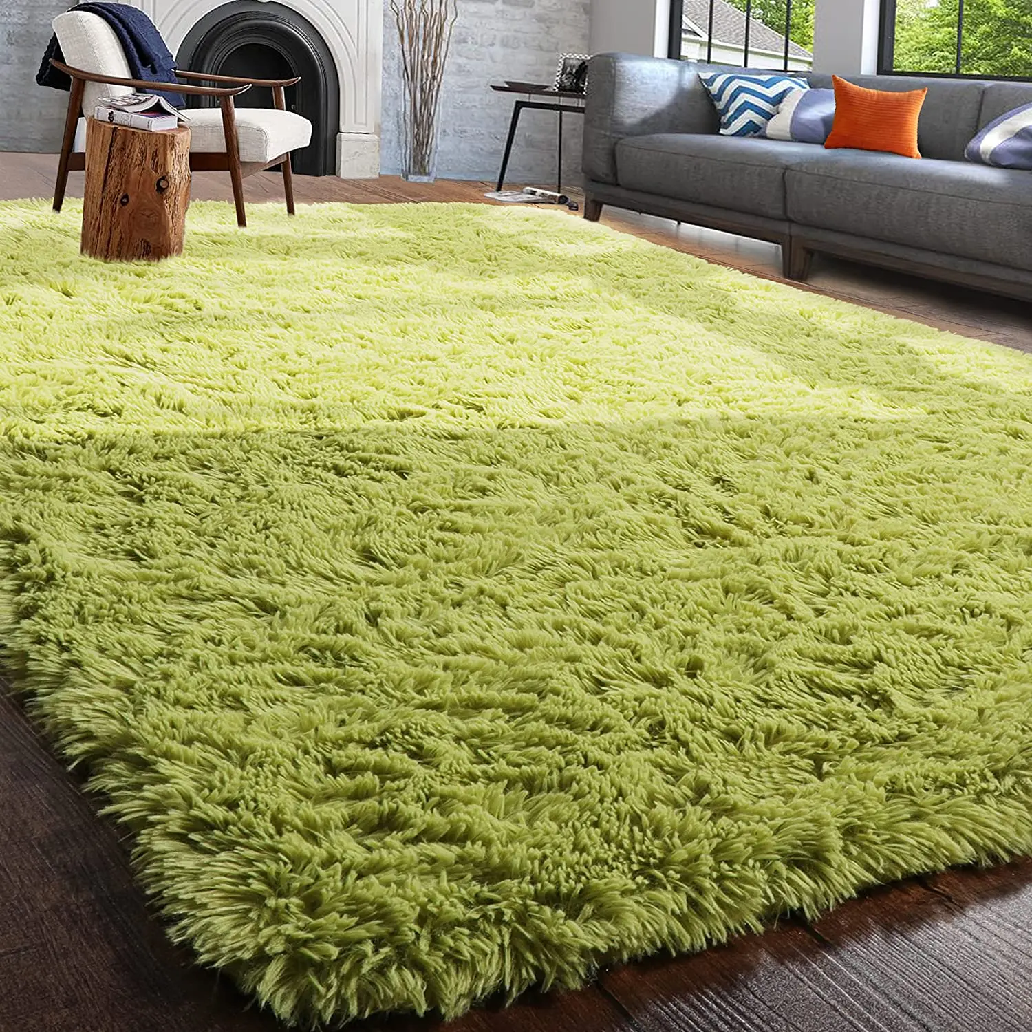 Fluffy Soft Green Living Room Room Carpet Large Furry Area Rugs  Kids Mat - £9.21 GBP+
