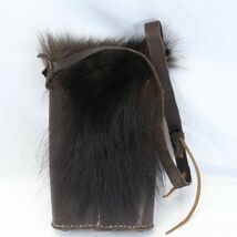 Handmade Buffalo Leather Purse Fur Flap Non Endangered Animals Handbag 9... - $156.79