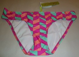 Gianni Bini Size Medium Chevron Tab Side Pant Fuschia New Bikini Bottom Swimwear - £46.52 GBP
