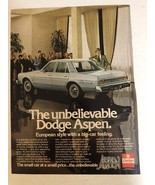 1970s Dodge Aspen Car Vintage Print Ad pa9 - $171.70 MXN