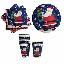 Christmas Paper Plates Napkins and Cups with Santa- Great for Parties - £7.18 GBP+
