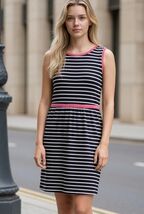 Boden Eleanor Striped Jersey Dress Womens Blue White J0564 Nautical size 8R - $14.85