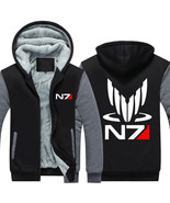 Men&#39;s Game Mass Effect N7 Winter Thicken Hoodie Fleece Jacket FULL ZIP U... - $647.15 MXN