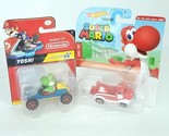Green Mario Kart 8 And Red Yoshi Super Mario Hot Wheels Character Cars Lot - £18.34 GBP