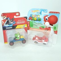 Green Mario Kart 8 And Red Yoshi Super Mario Hot Wheels Character Cars Lot - £17.90 GBP