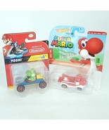 Green Mario Kart 8 And Red Yoshi Super Mario Hot Wheels Character Cars Lot - £17.90 GBP