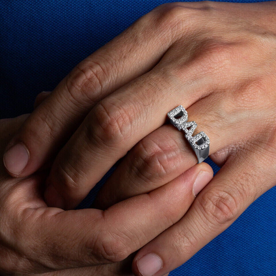 Sterling Silver CZ Dad Father's Ring Item image 2