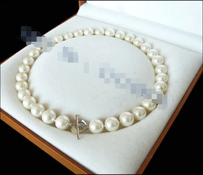 Free shipping 12mm AAA+ White south sea shell pearl necklace 18&quot; LL008 - £26.23 GBP