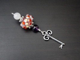 Rose Quartz and Amethyst Buds of Joy Key Blessingway bead - Blessing, baby showe - £12.58 GBP
