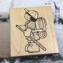 Vintage D.O.T.S. Rubber Stamp #Q209 The Big Hike Little Boy Camper 3.5” X 3” - £9.40 GBP