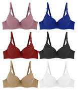 Women&#39;s Pack of 6 Plain Color Soft Pad Adjustable Full Cup Bra Set 8812 - $48.28 CAD