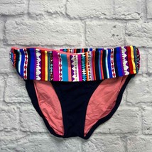 Anne Cole Womens Fold Over Retro Braided Stripe Bikini Bottom Size XS Navy Blue  - £11.83 GBP