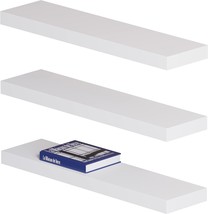 Neaterize Floating Shelves Set Of 3 | Durable Wall Shelves With, White - Medium - £35.58 GBP
