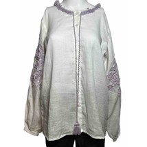 New Karina Grimaldi Women’s Small Cotton Appliqué Fringe Top Shirt Blouse - AC - £34.20 GBP