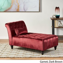 Velvet Chaise Lounge Lounger Living Room Bedroom Sofa Tufted Chair Garnet Red - £302.40 GBP
