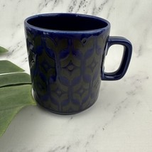 Hornsea England Vintage Coffee Mug Dark Blue Black Geometic Floral 1974 ... - $38.60