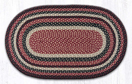 Earth Rugs C-344 Burgundy Black Tan Oval Braided Rug 27&quot; x 45&quot; - £55.26 GBP