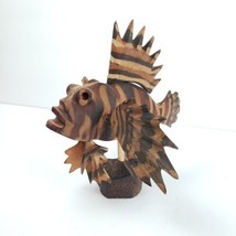 Vintage Wooden 3D Puzzle Handpainted Lion Fish Sculpture Unique Gift Desk Office - £36.33 GBP