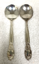 2 Vintage Oneida Ballard Country Lane Silver Plate Round Soup Spoons 6" ... - $14.36
