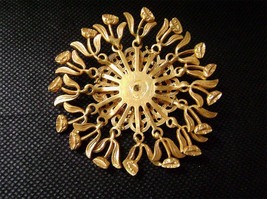 Vintage Miriam Haskell Russian Gold Filigree Flower Brooch Signed As Is - $39.00
