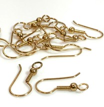 24 Pcs-Ear Wires 12K Gold Plated Earring Hooks Coil Fishhook With Ball 2... - £3.10 GBP