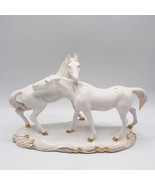 White Gilded Porcelain Horse Figurine Large Italy - $123.74