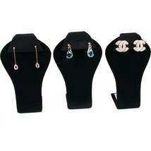 3 Pc Black Velvet Earring Display Jewelry Stand Set New - £7.70 GBP