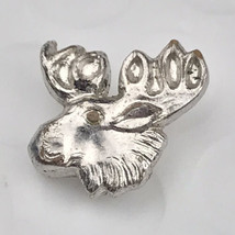 Moose Pin Vintage Small Jeweled Eye￼ Silver Tone - £7.93 GBP