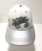 NFL Oakland Raiders Team Vintage 90s Leather Snapback Cap Hat Rare Pre-owned - £52.99 GBP