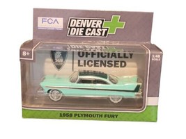 1958 Plymouth Fury 1:48 Scale Denver Die Cast Model Teal Black - $16.78