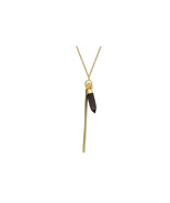 Fronay 30 in. Smoky Quartz Bullet &amp; Golden Bar Necklace in Gold Plated S... - $108.49 CAD