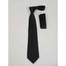 Men's Satin Silky Tie Hankie Set J.Valintin Private Collection R63 Black Solid image 5