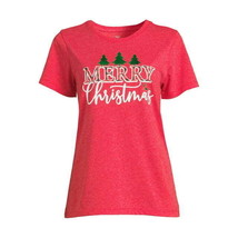 Way to Celebrate Women&#39;s Merry Christmas Graphic T-Shirt, Size XL (16-18) Red - £15.91 GBP