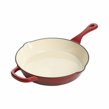 Crock-Pot 10 in Scarlet Red Artisan Enameled Cast Iron Round Skillet - £79.13 GBP